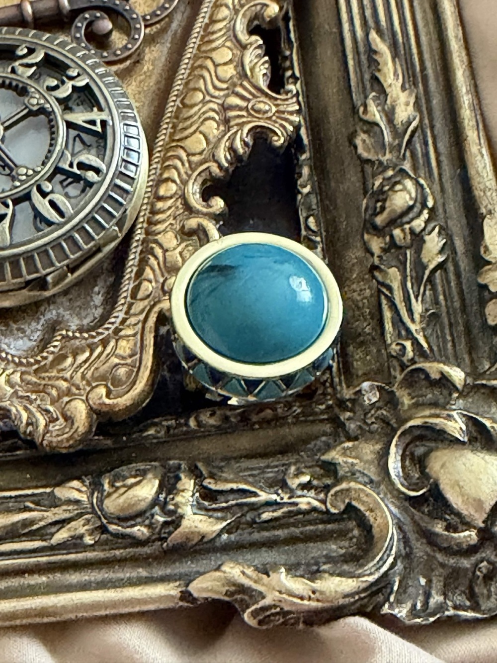 HOUSE OF HARLOW 1960 • Turquoise Triangle Enamel Boho Tribal Statement Ring - Picture 7 of 7